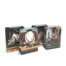 Пакет Подарочный  МУЖСКОЙ 3D (ремень, портфель, шляпа, ботинки)  (30*40*12)  (ТВ-2472)