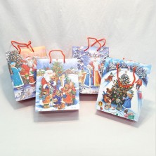 Пакет Подарочный  НОВЫЙ ГОД Дед Мороз и Снегурочка  (26*32*10)  (YM-S-1320-M-2) (ТВ-2509)