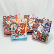 Пакет Подарочный  НОВЫЙ ГОД Дед Мороз с Подарками  (18*23*8)  (YM-S-1265-S-4) (ТВ-2523)