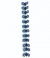Заколка - Краб для волос, 12 штук "Цветы" синий.